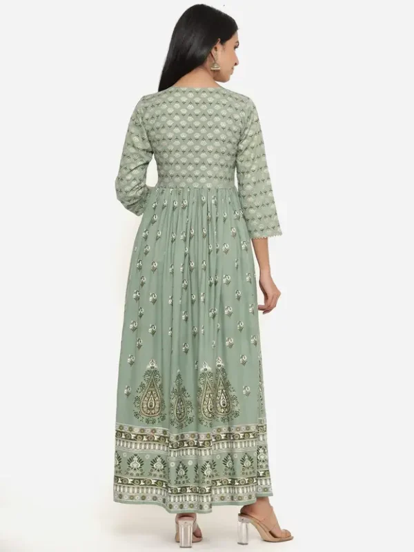 Viscose Rayon Stitched Anarkali Gown  (Green) - Image 2