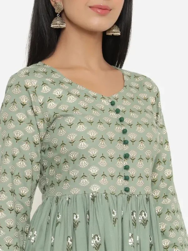 Viscose Rayon Stitched Anarkali Gown  (Green) - Image 4