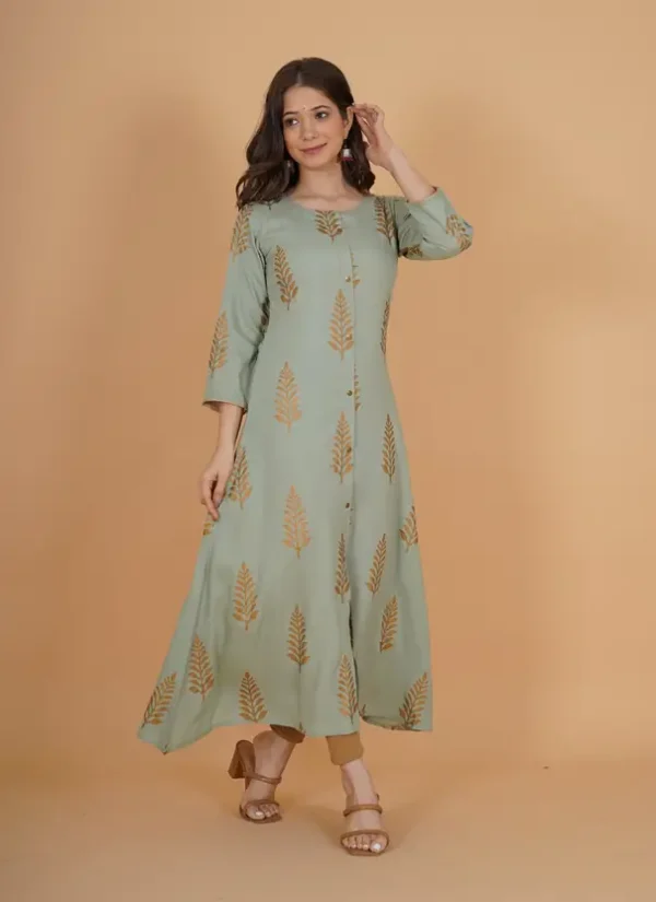 Viscose Rayon Stitched Anarkali Gown  (Green) - Image 3