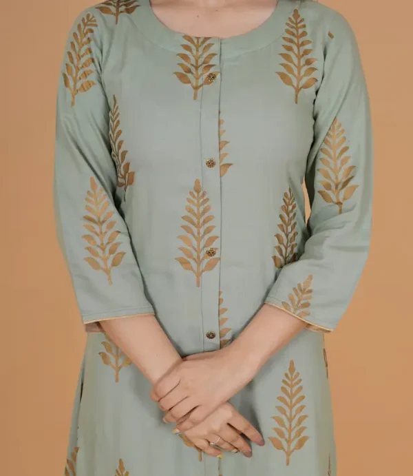 Viscose Rayon Stitched Anarkali Gown  (Green) - Image 4