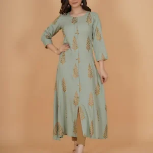 Viscose Rayon Stitched Anarkali Gown  (Green)