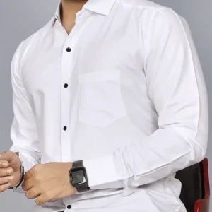 Men Regular Fit Solid Spread Collar Formal Shirt