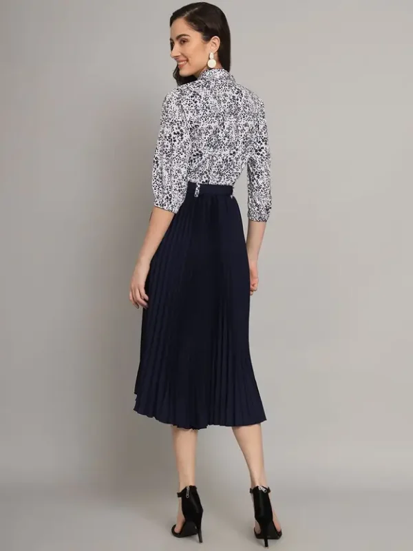 Women A-line Dark Blue Midi/Calf Length Dress - Image 2
