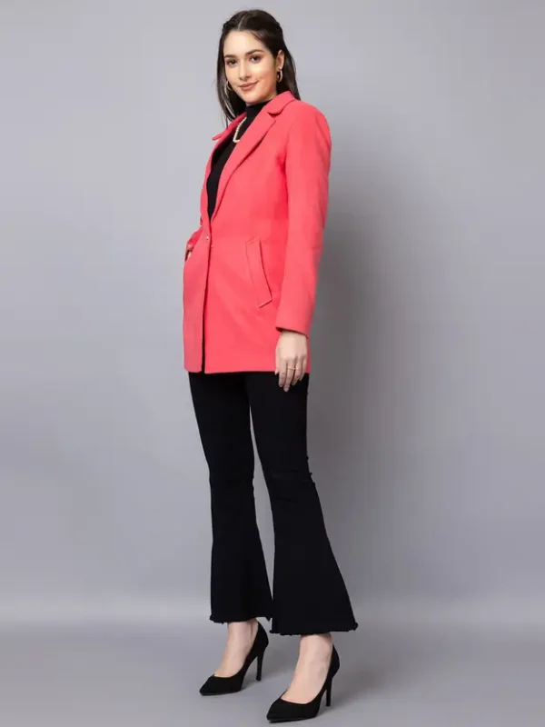Tweed Solid Coat For Women - Image 3