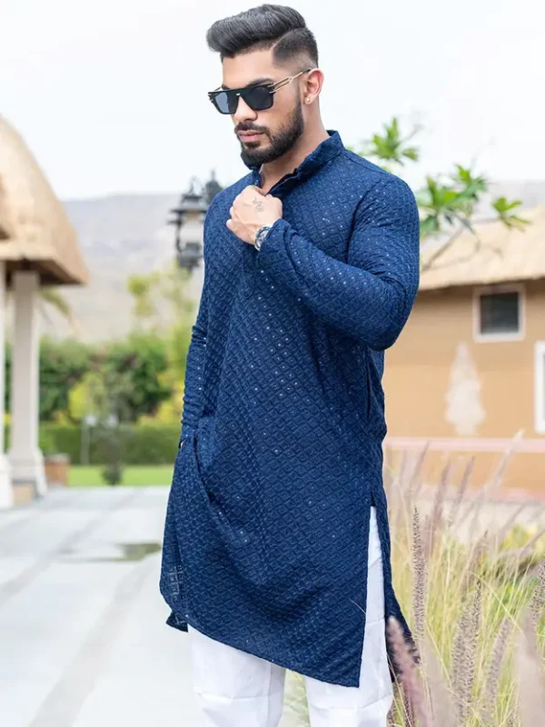 Men Pure Cotton Kurta Pyjama Set - Image 3