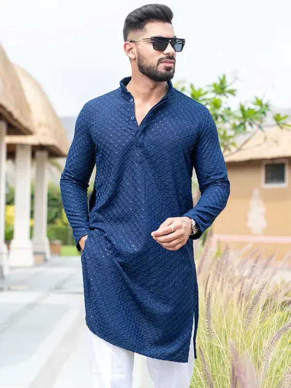 Men Pure Cotton Kurta Pyjama Set - Image 4