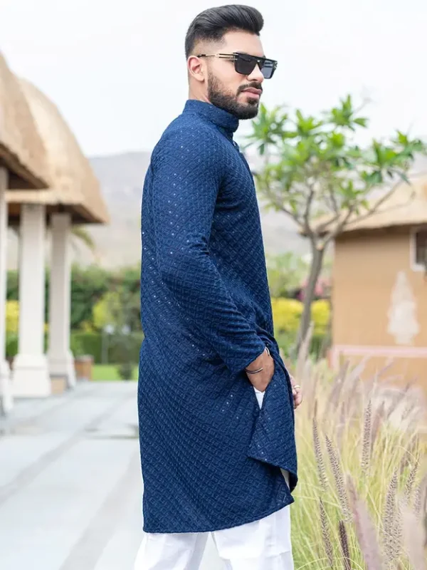 Men Pure Cotton Kurta Pyjama Set - Image 2
